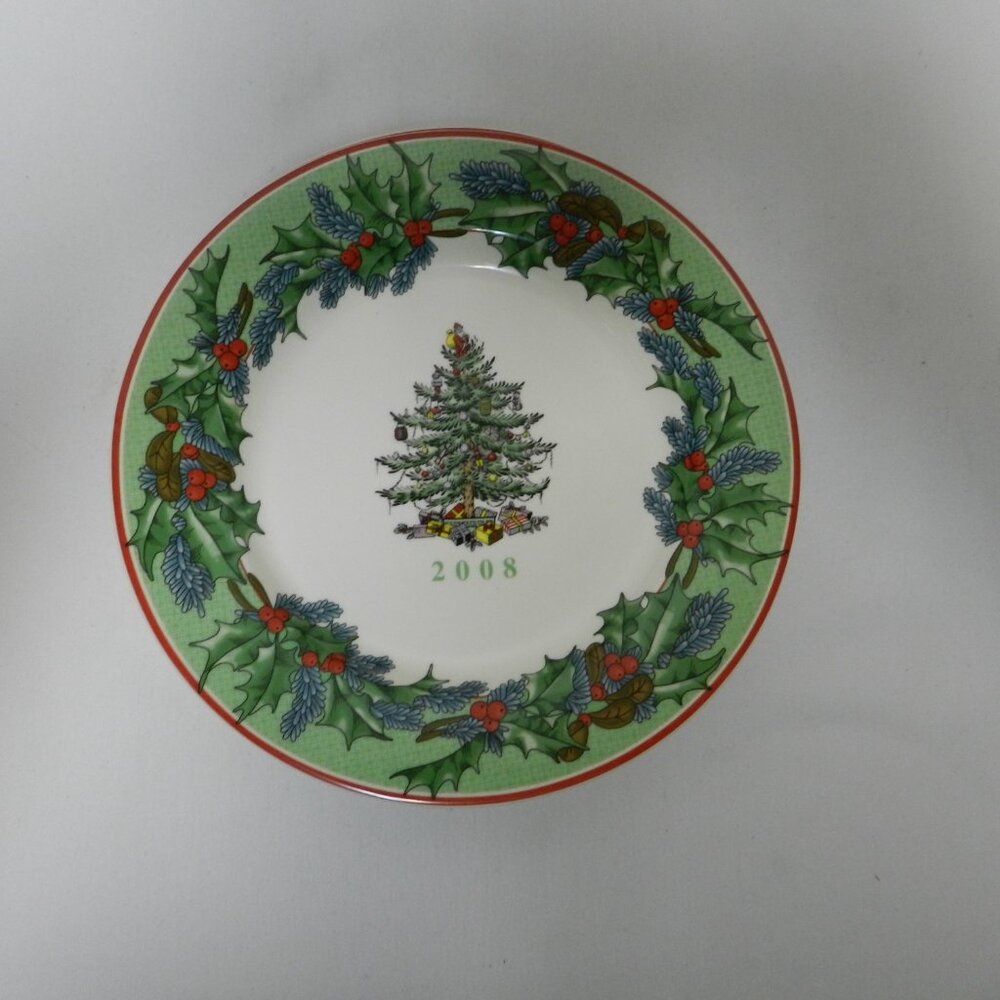 Spode 2008 Christmas salad side dessert Vintage Plate S3324 Porcelain Set Pair 2 - Picture 3 of 11